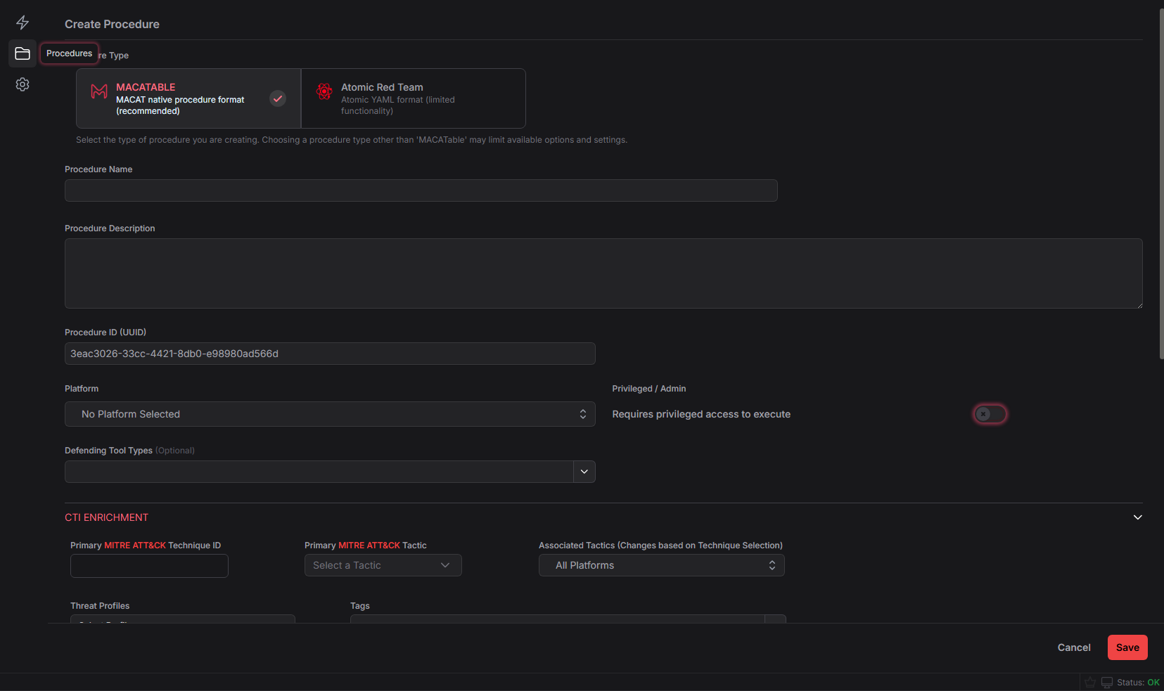 MACAT Create Procedure step 3