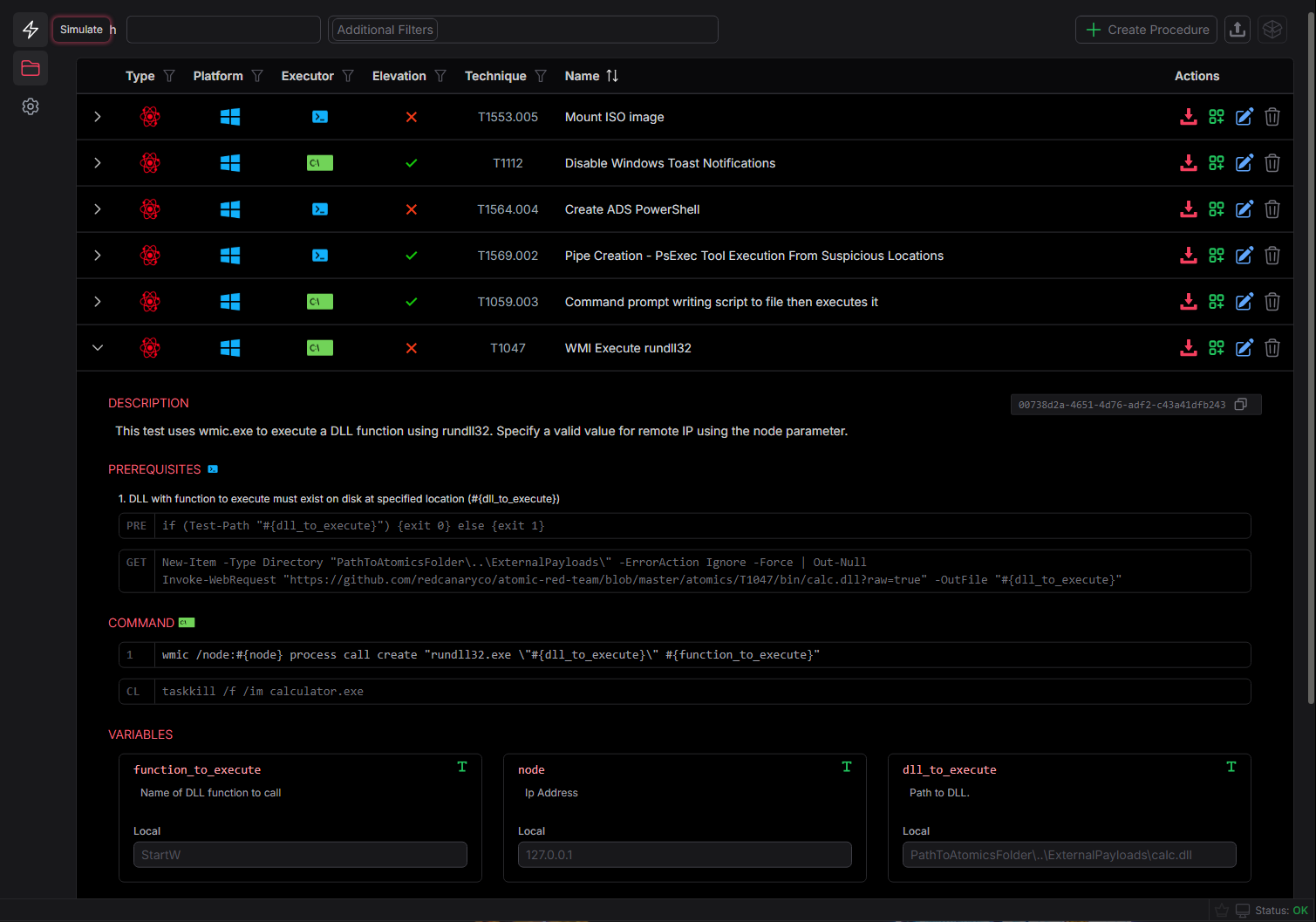 MACAT Procedures Library Screenshot