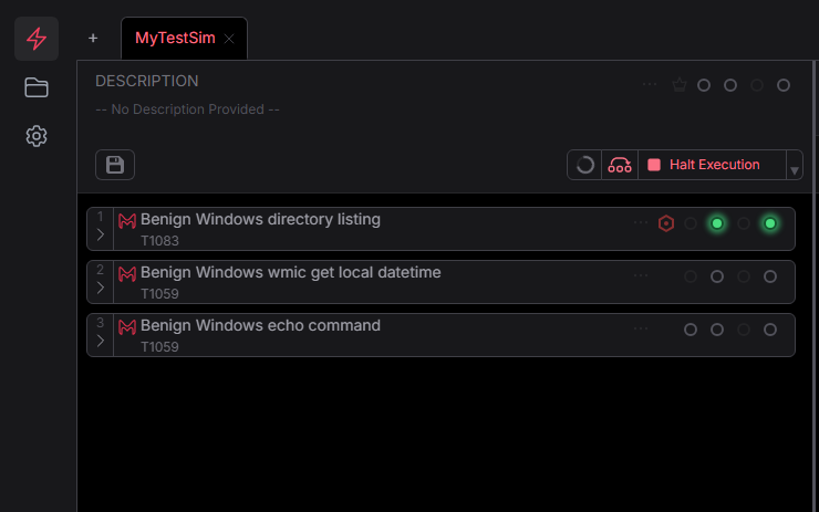 MACAT Create Run Simulation halt buttons screenshot
